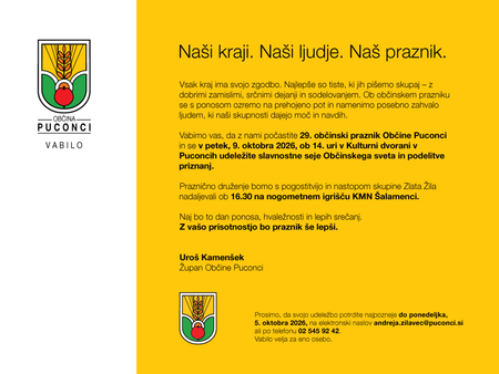 vabilo - 29. občinski praznik Občine Puconci